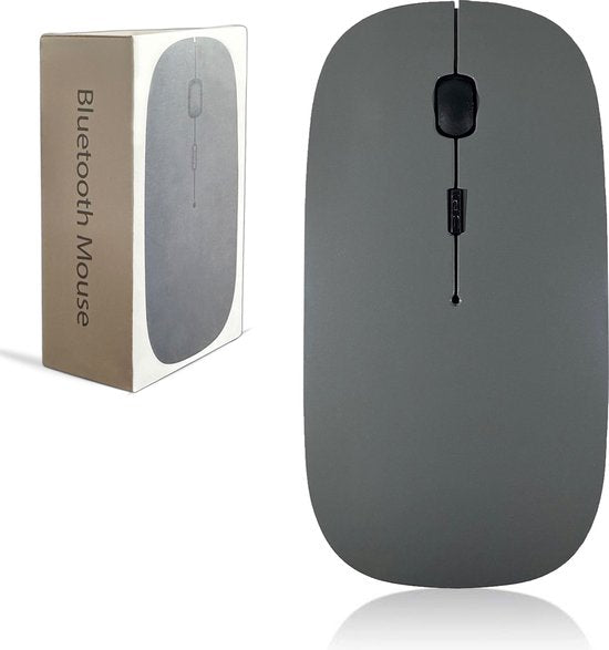 K&L Wireless Mouse - Souris sans fil Bluetooth pour ordinateur portable - Silencieuse - Rechargeable - Grise