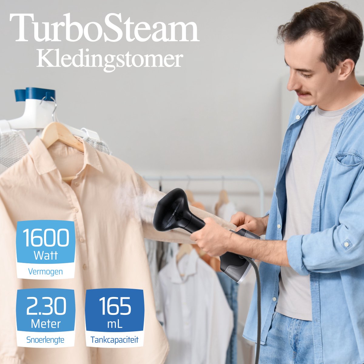 VAIVE TurboSteam Défroisseur à vêtements pliable 1600W - Défroisseur à main - Défroisseur à vêtements - Défroisseur - Défroisseurs à vêtements