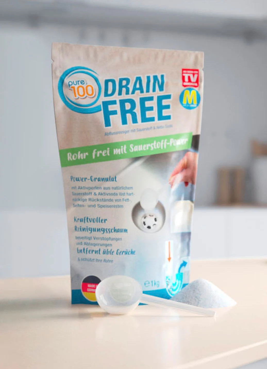 Nettoyants pour canalisations Pure100 DrainFree, 1 kg