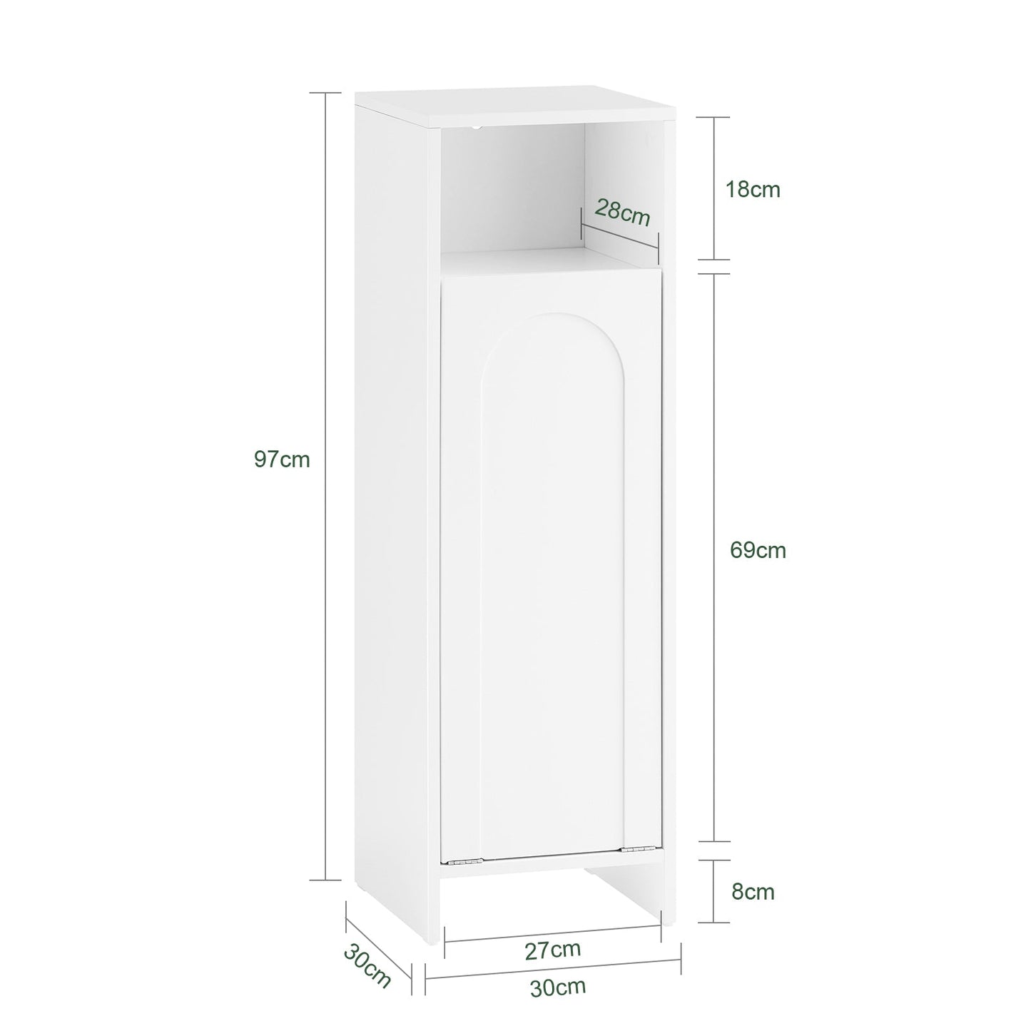 Armoire de salle de bain - SoBuy - Avec sac à linge pliable - max 17 kg - 30 x 30 x 97 cm - Blanc