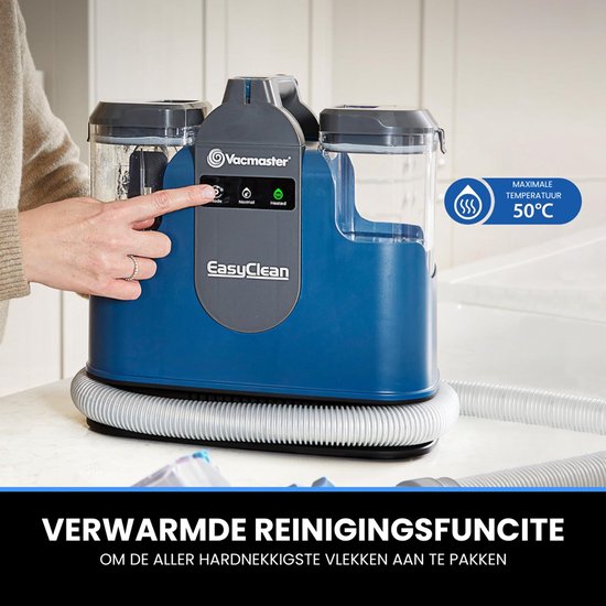 Vacmaster Easyclean Thermo - Nettoyeur de moquette chauffant - Nettoyeur de taches chauffant jusqu'à 50 °C - Nettoyeur avec fonction de chauffage - Nettoyeur de meubles 1 200 W - Nettoyeur de canapés avec produit nettoyant