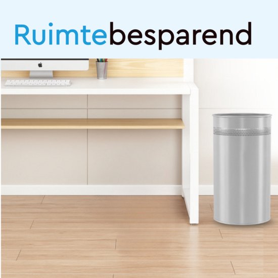 BRASQ Trashcan Metal Office/Home Use - Poubelle - Corbeille à papier - Rond - Poubelles - Argent 21 litres