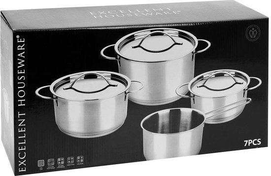 Ensemble de casseroles 7 pièces - Excellent Houseware - acier inoxydable