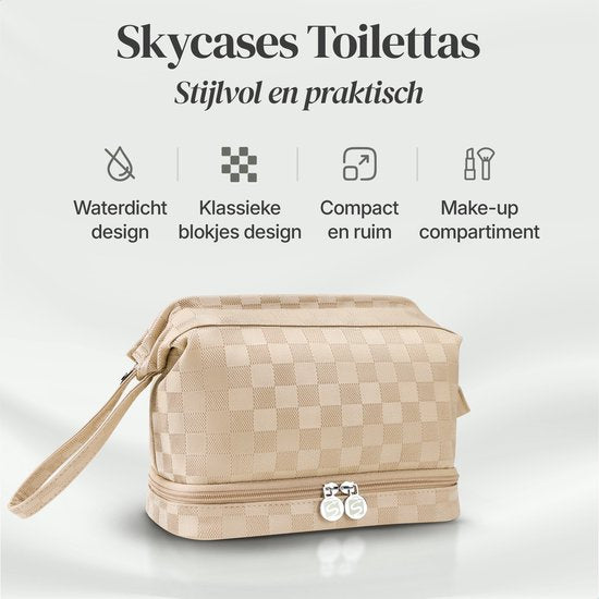 Skycases Travel Essentials - Trousse de toilette et de maquillage - Imperméable et compacte - Convient pour le voyage et l'usage quotidien - Unisexe - Or