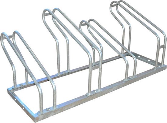 BRASQ Porte-vélos pour 4 vélos - Support pour vélos - Support pour vélos - Support pour vélos pour le sol Comprend le matériel de fixation - Argent