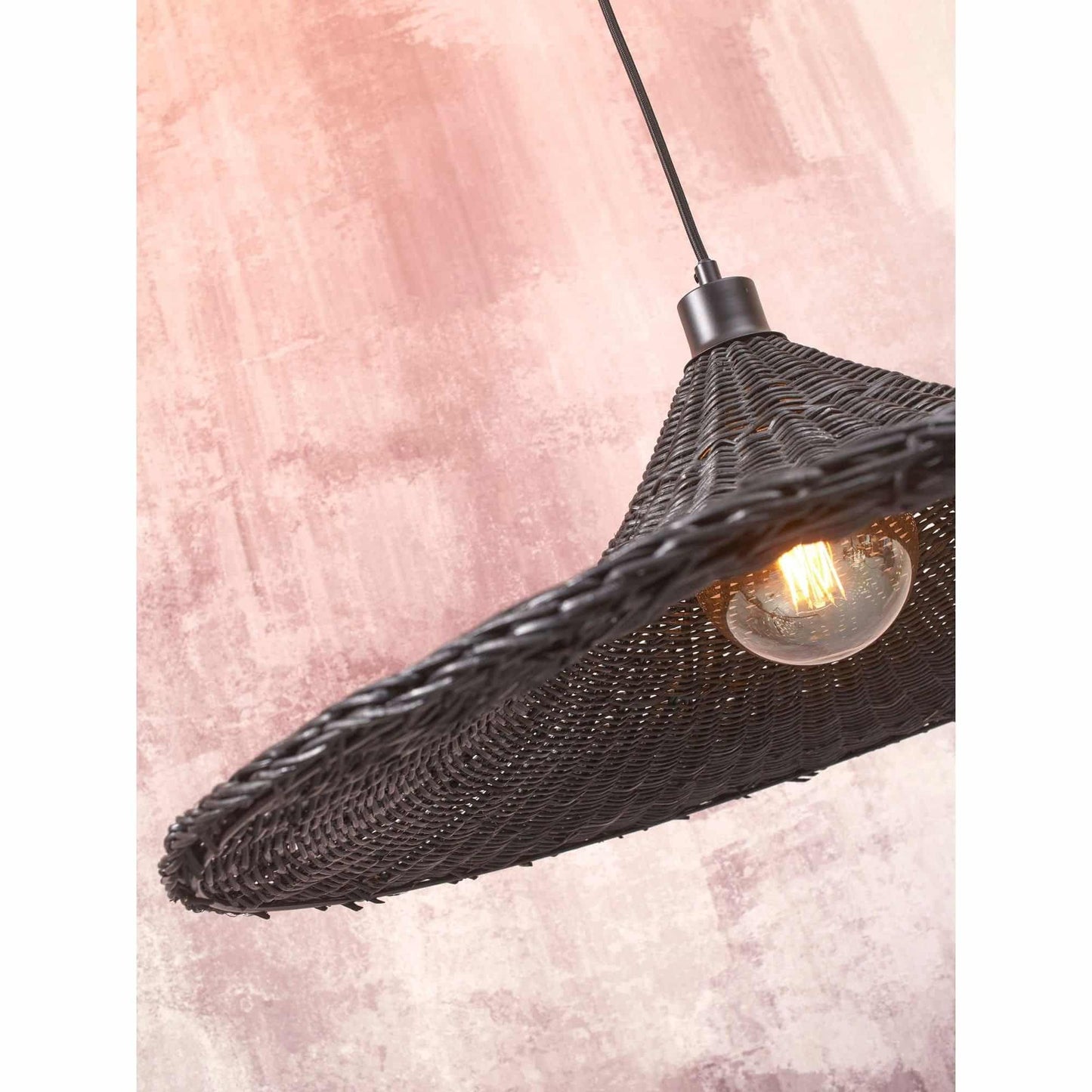 Good&Mojo Lampe suspendue Borabora - Ø70cm - Rotin - Noir