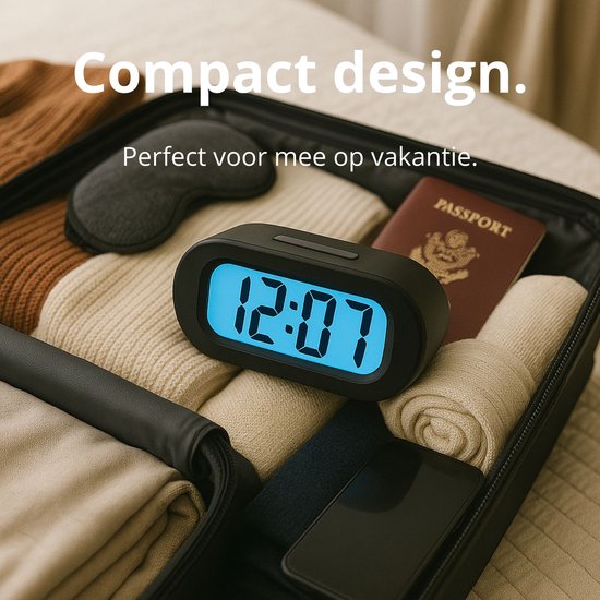 Réveil numérique JAP AP17 - Réveil robuste - Avec fonction snooze et éclairage - Coque de protection en caoutchouc - Noir