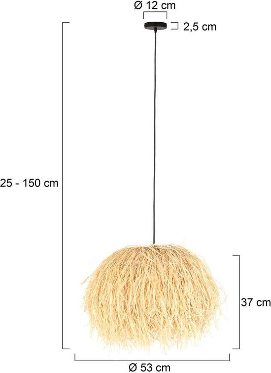 Anne Lighting - suspension - Grass - naturel - herbe - Ø 53 cm - E27 - 3819BE
