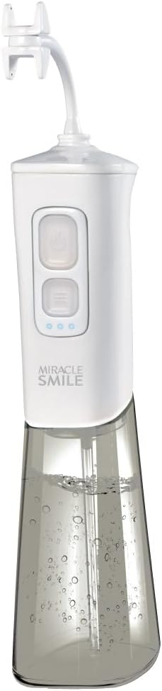 Hydropulseur Ontel Miracle Smile - Hydropulseur sans fil avec tête en forme de H - 4 jets d'eau - 3 niveaux de pression - Rechargeable par USB