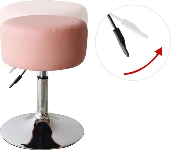 VDD Stool - Retro Vintage - Industrial - Dressing - Tabouret Chaise - Hauteur réglable jusqu'à 65 cm - Rose