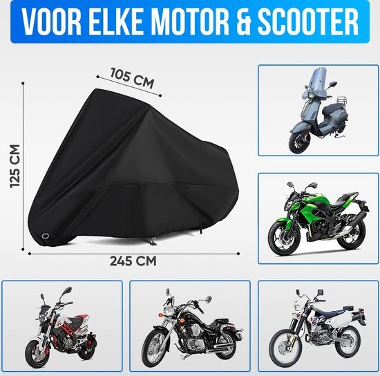 Strex Scooter Cover / Motorbike Cover Universal for all Scooters / Motors - Waterproof 300D Oxford - Suitable for Windshield - Scooter Cover - Motorbike Cover - Incl. Storage Bag