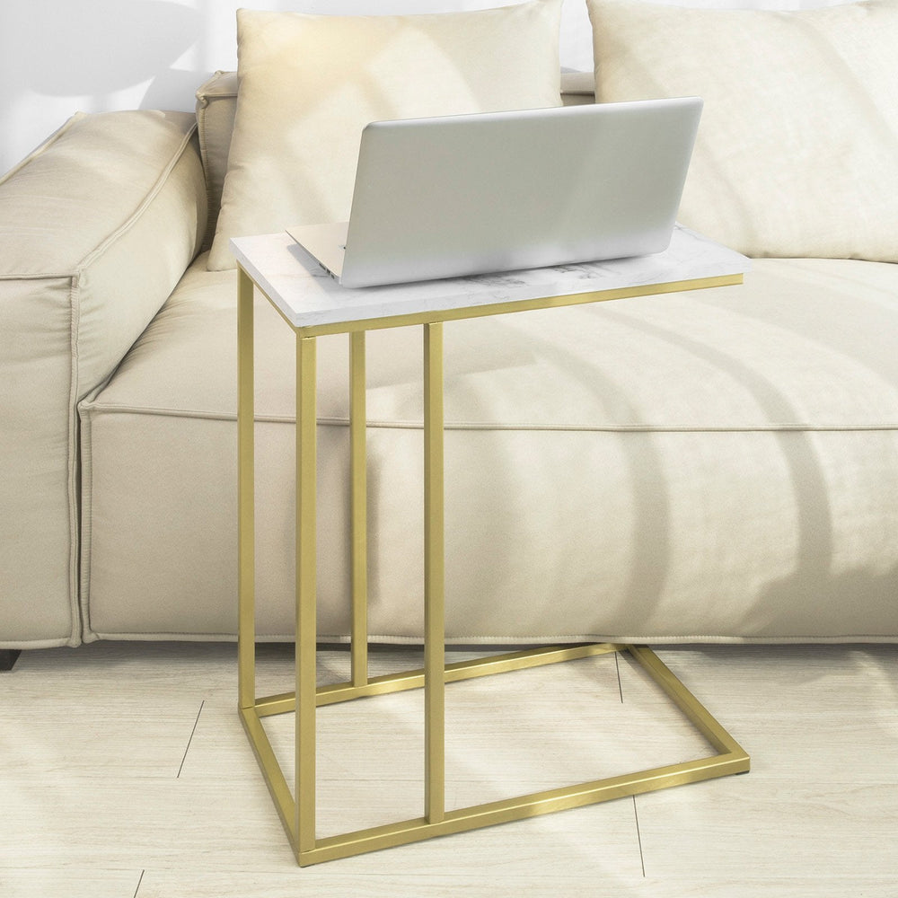SoBuy FBT87-G Table d'appoint industrielle - Cadre doré - 48x61x30 cm