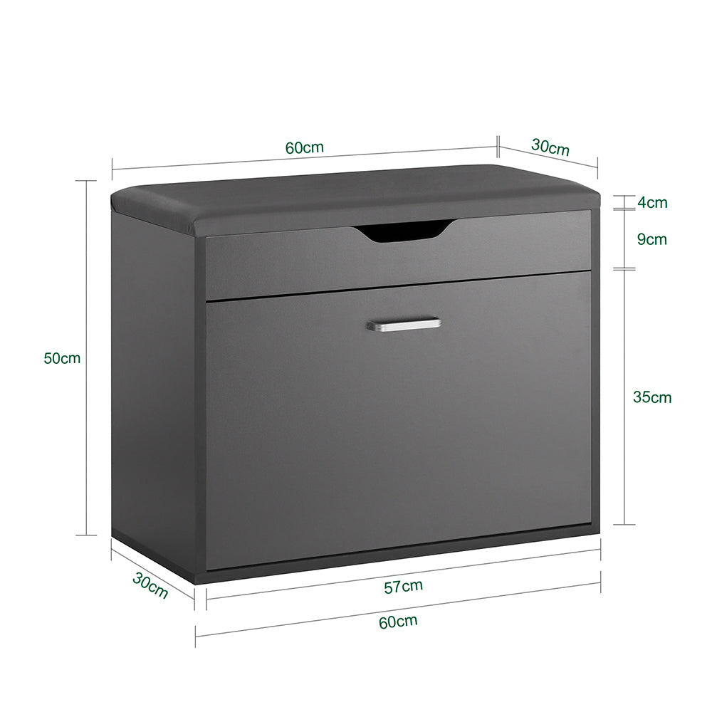 SoBuy Meuble à chaussures avec siège - 1 tiroir - Max. 120 kg - 60 x 30 x 50 cm - Noir