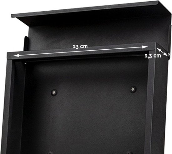 BRASQ Letterbox Premium Black - Boîte aux lettres murale - avec matériel de montage et 2 clés - avec compartiment à journaux et serrure - acier inoxydable