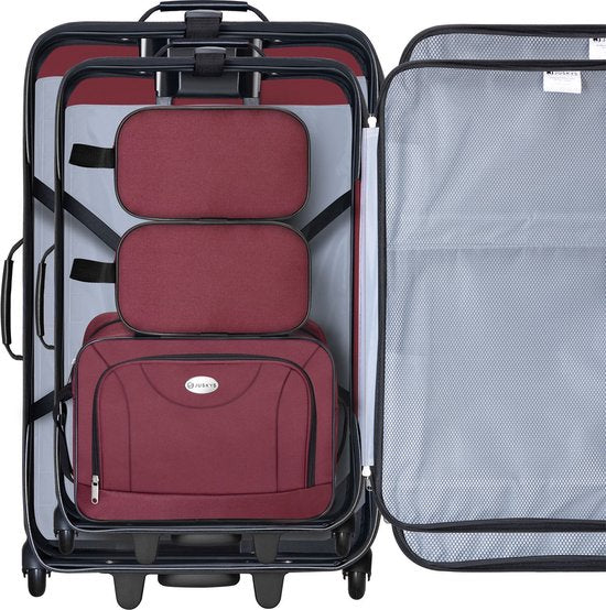 Trolley Travel Case Set / Valise Set Athen - 5-Piece - Bordeaux