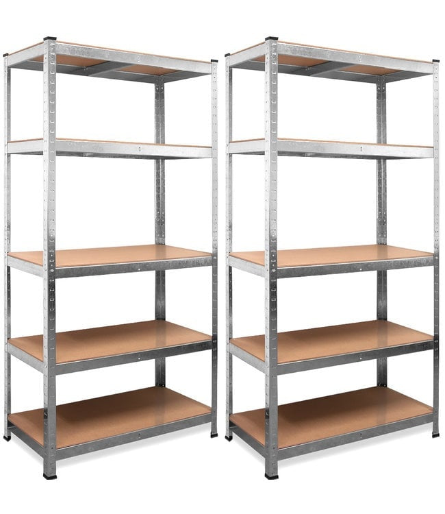 Armoire de rangement/étagère en métal 2 pièces avec 5 étagères - Capacité de charge de 875 kg - (HxLxP) 180x90x40 cm - 175kg par étagère
