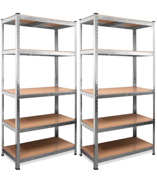 Armoire de rangement/étagère en métal 2 pièces avec 5 étagères - Capacité de charge de 875 kg - (HxLxP) 180x90x40 cm - 175kg par étagère