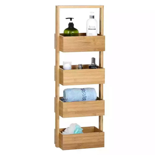 Asda - Support mural pour salle de bain - Bambou - 88x16x28 cm