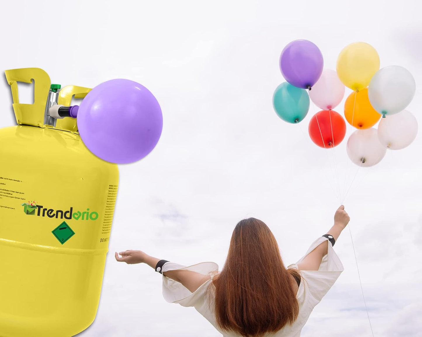 Bouteille d'hélium Trendario pour 50 ballons - Jaune - 25 x 25 x 45 cm - 0,35 m³ d'hélium - Raccord de remplissage inclus