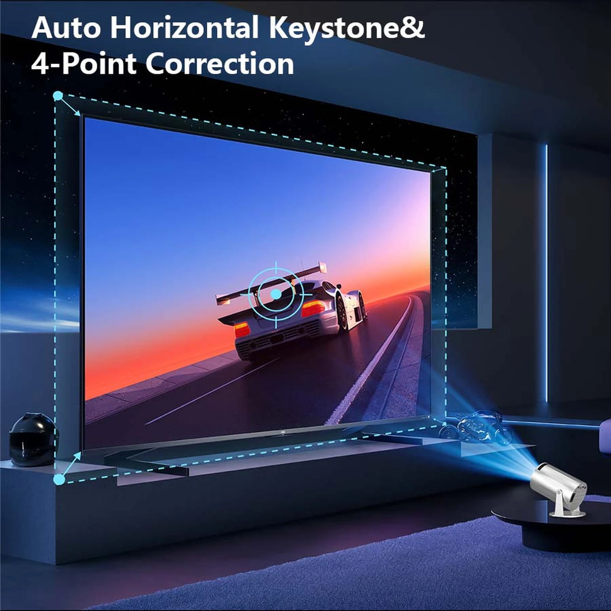 Mini-projecteur portable XBJ, couleur argent, 14 x 12 x 21,8 cm - Wi-Fi 6 et Bluetooth 5.2 - Android 11 - Décodage 1080p et 4K - Orientable à 180° - 200 lumens ANSI