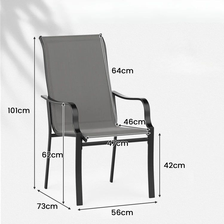 Chaises de jardin Coast - Lot de 2 - Dossier haut - Appui-tête - 150 kg - Gris