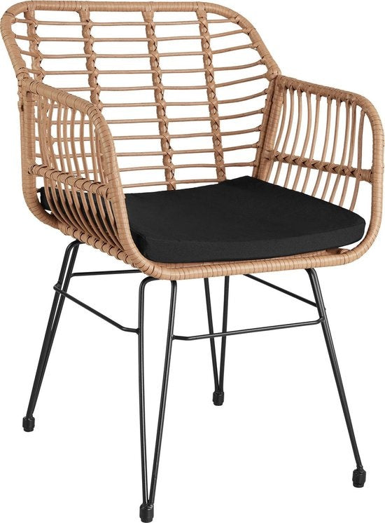tectake® - Ensemble de sièges en osier pour l'extérieur, meubles pour 2 personnes, 3 pièces. Ensemble bistro, meubles de balcon, ensemble de meubles de jardin avec 2x chaises + table, petit salon résistant aux intempéries pour le jardin, le balcon ou la t