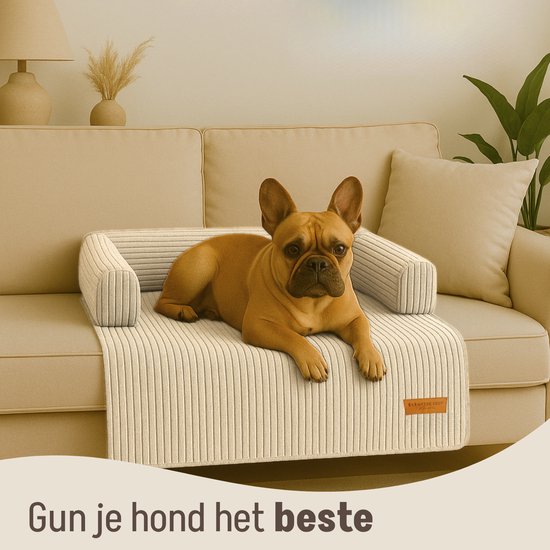By Cee Cee Original Dog Rug Bench - Panier pour chien - Premium - Entièrement zippé - Tissu côtelé - Beige - 90x90 - Taille M