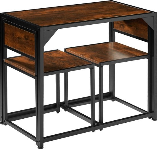 tectake® - Ensemble de sièges Milton - Ensemble de salle à manger - Rangement compact - industriel foncé - 404356