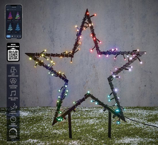 Décoration Noël - Luca Lighting - Piquet de jardin avec 80 LED - H73 x Ø60 cm - RGB