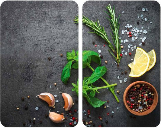 WENKO : plaques de protection en verre pour cuisinières - lot de 2 HERBS