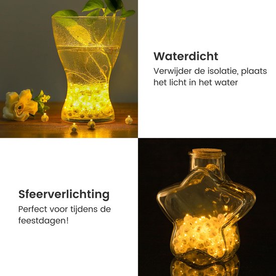 Partizzle 50x Mini Lumières LED - Petites Lumières de Fête pour Ballons - Lumières de Fête avec Eclairage d'Ambiance - Anniversaire, Mariage, Halloween, Noël et Festival - Décoration Lampe pour Ballons - Lumière Blanc Chaud