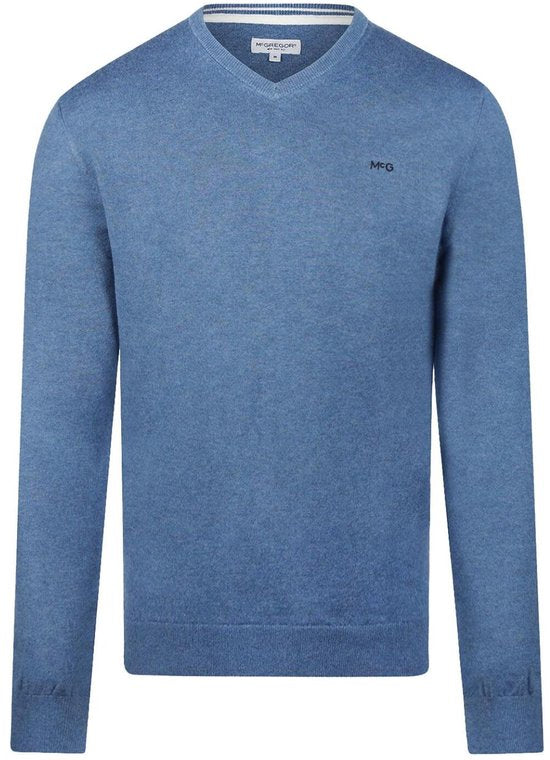 Pull McGregor en laine mérinos, col en V, bleu vintage - Taille 3XL - Homme - Pulls