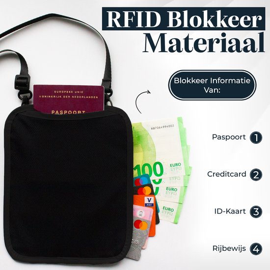 Portefeuille de voyage - Porte passeport - Porte passeport avec blocage RFID - Portefeuille de voyage - Coffre-fort de voyage - Portefeuille de voyage pour femmes et hommes - Noir