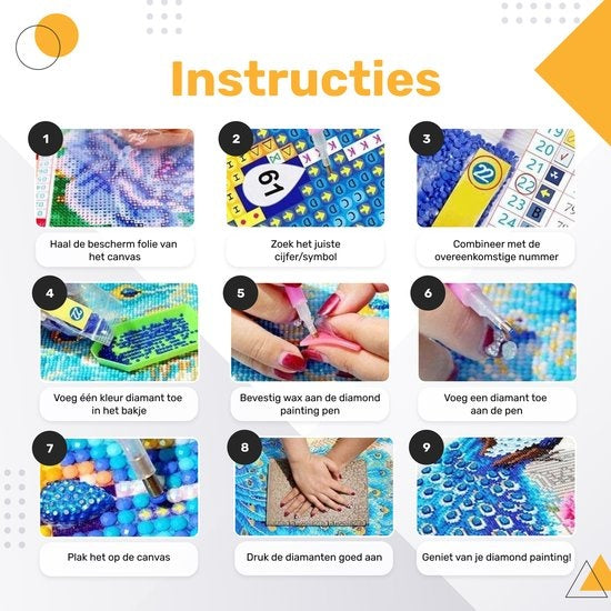 Rubye® Peinture au diamant adultes - Peinture au diamant enfants - Peinture au diamant paquet complet - Pleine lune et fleurs - 70x40cm