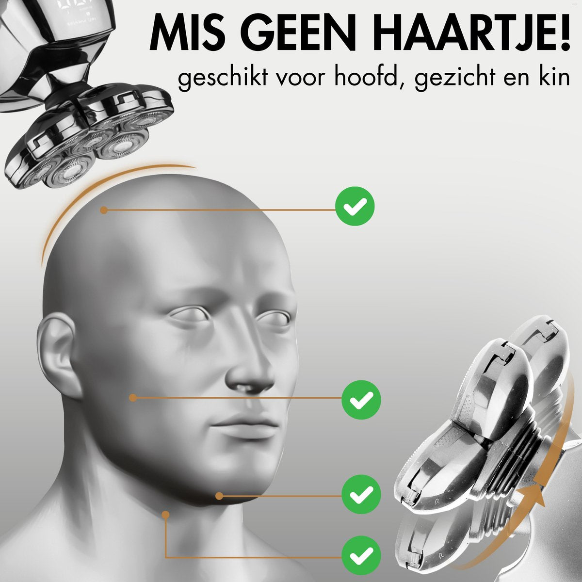 Sansbeauté® Skull Sharp PRO - Rasoir pour homme - Rasoir électrique pour le visage et la tête - Wet & Dry - Chargement sans fil - Electrique