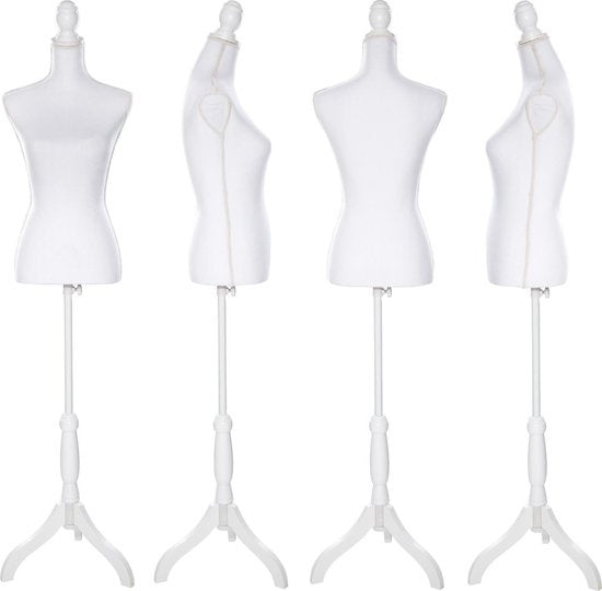 tectake® - mannequin - buste de femme - blanc - hauteur réglable - 402566
