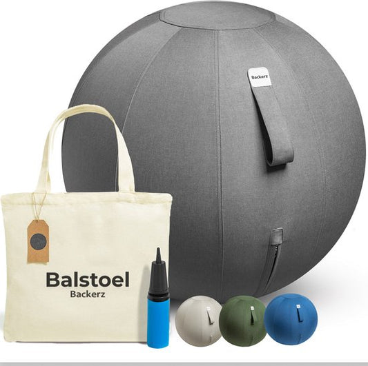 Ballon de siège Backerz 55 cm - Ballons de siège avec housse en lin - Chaise de bureau ergonomique pour le bureau et la maison - Ballon de yoga haut de gamme - Anthracite