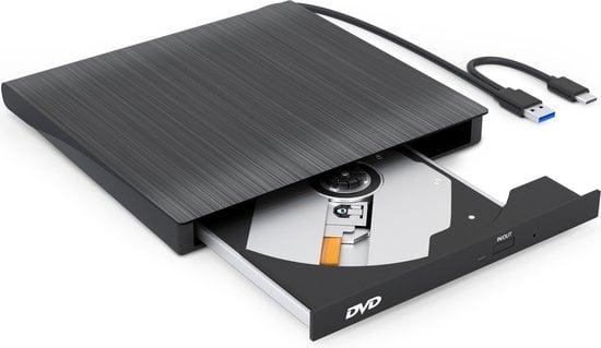 Lecteur DVD Externe avec Graveur Strex, CD/DVD, Plug & Play, USB 3.0 DVD Player, noir