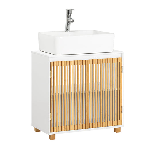 SoBuy BZR125-W Meuble bas pour évier - Blanc - 2 portes - 60x33x60cm