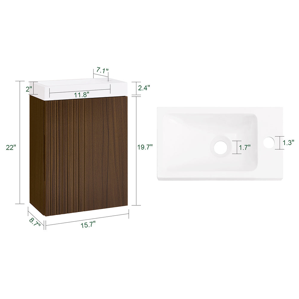 Meuble de salle de bain compact et élégant avec évier - SoBuy BZR196-BR (40 x 22 x 56 cm)