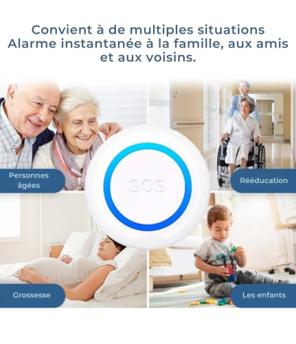 Alarme personnelle - Gologi Slim - Bouton d'alarme sans fil - Bouton d'urgence - Personnes âgées - WIFI - Notification à distance via l'application