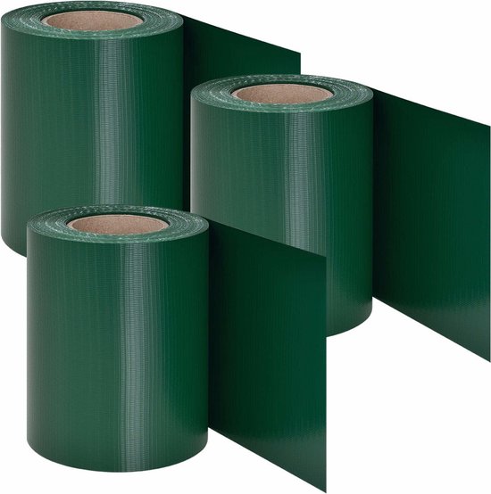 Bandes d'intimité en PVC - 3 pièces - 35 mètres - Vert - Clips de fixation inclus