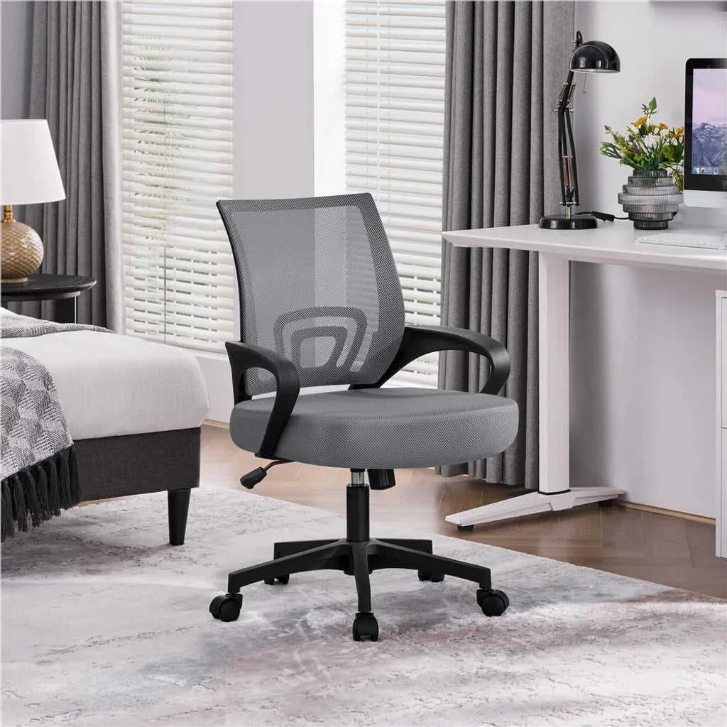 Chaise de bureau ergonomique Yaheetech avec fonction bascule, gris foncé