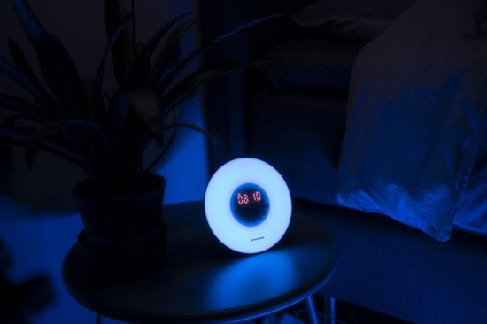Grundig Wake Up Light - Veilleuse avec affichage de l'heure - Alarme lumineuse avec radio FM et sons naturels