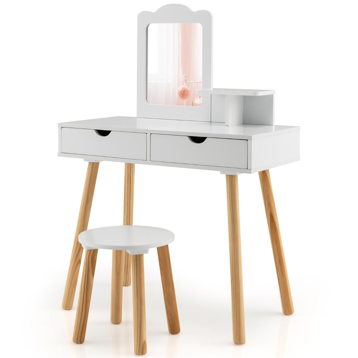 Coast 2 in 1 children's Lid Table Set desk & stool with mirror 70 x 37 x 100 cm white
