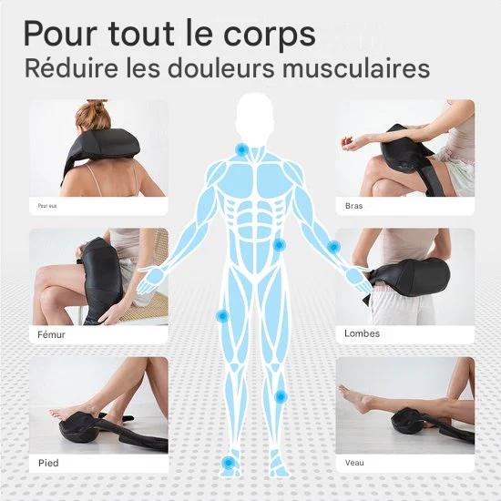Auronic Shiatsu Coussin de massage - Appareil de massage électrique pour la nuque - Appareils de massage - Appareil de massage pour la nuque et les épaules - Infrarouge - Noir