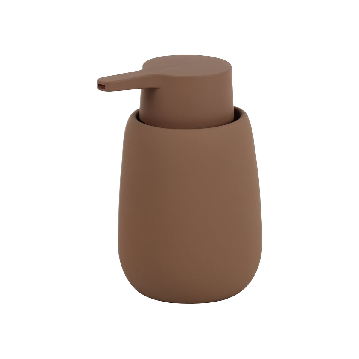 Ensemble de salle de bain en céramique Furnihaus, 4 pièces – Marron avec revêtement en caoutchouc – Accessoires de salle de bain en grès