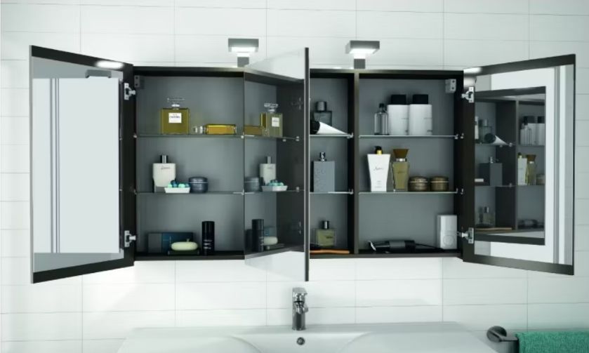 Allibert Armoire de toilette LED 120x70x15 cm - Blanc - Avec miroir intérieur et extérieur et spot LED