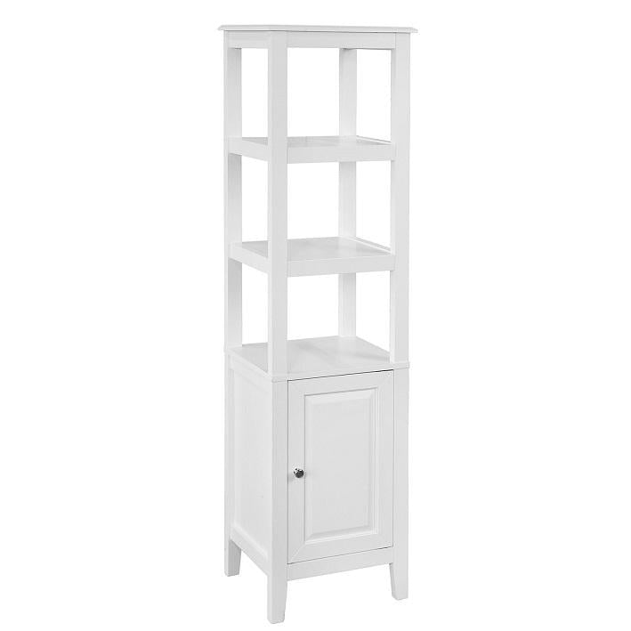 SoBuy Armoire de toilette haute - 3 compartiments 1 porte - Blanc - 40x150x33 cm