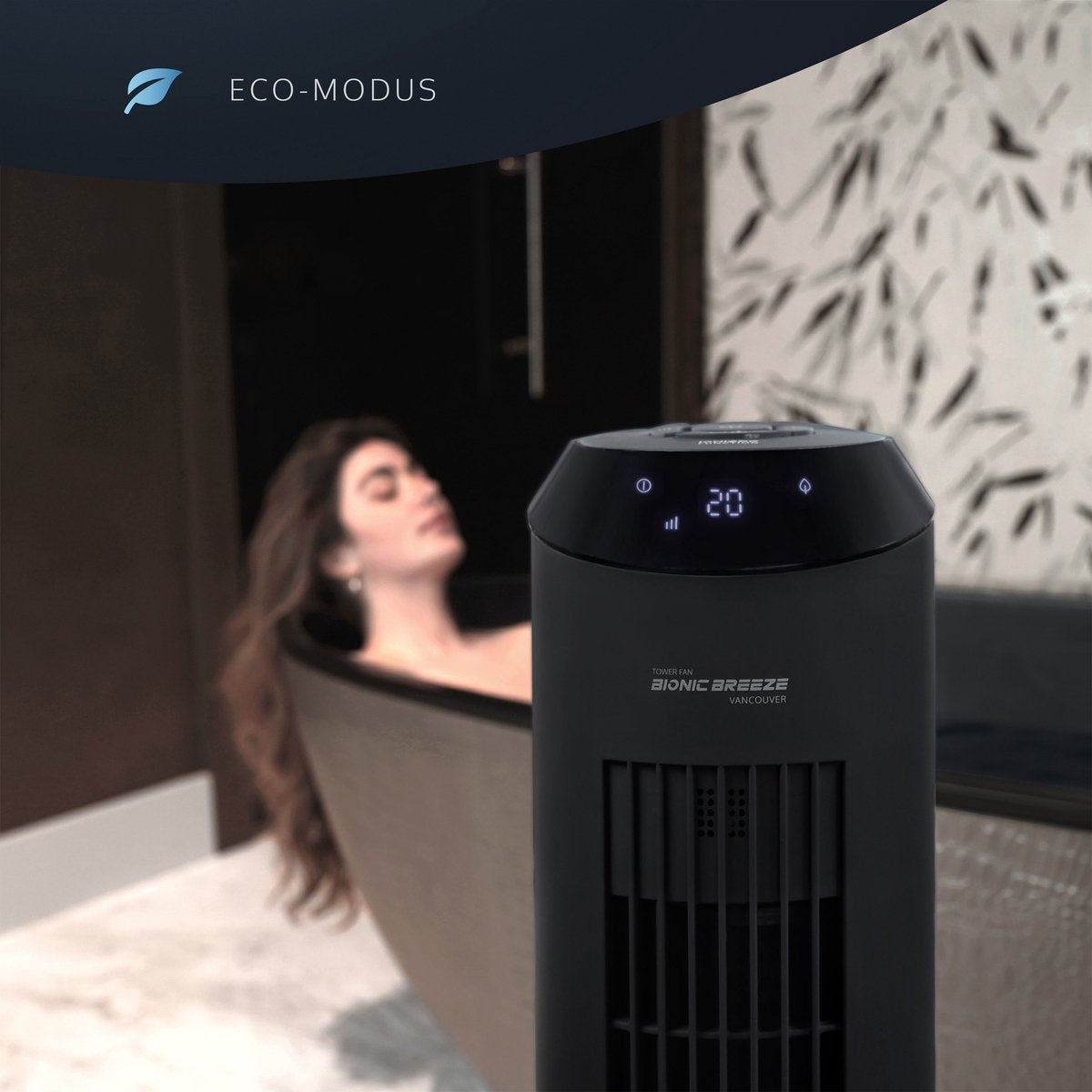 JAP Appliances Vancouver - 2 en 1 Ventilateur silencieux (48dB) et purificateur d'air (Ioniseur) - Ventilateur de tour avec télécommande et minuterie - 6 niveaux - Noir mat